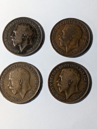 4 x UK old Pennies
