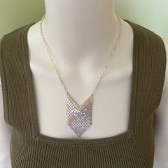 Silver tone sparkling geometric necklace