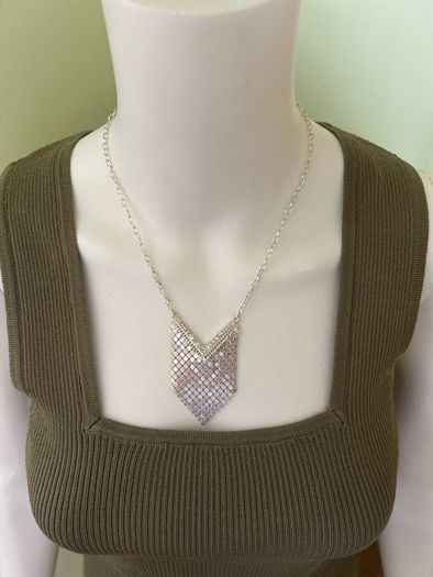 Silver tone sparkling geometric necklace