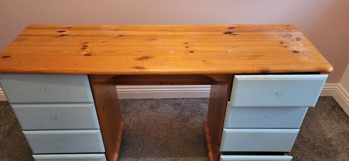 Solid Pine Double Pedestal Desk Upcycling Project