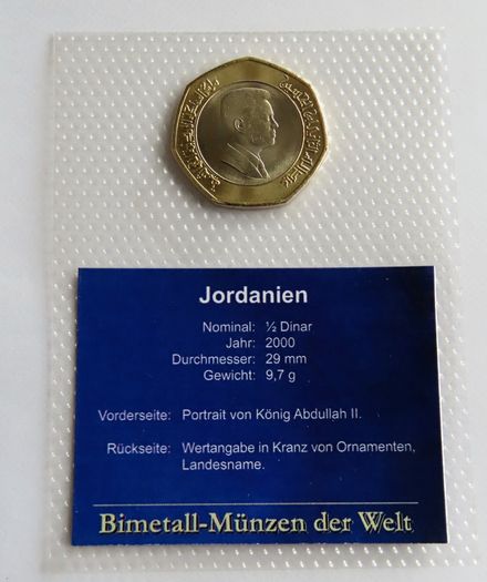Jordan 1/2 Dinar 2000 Abdullah II | Bimetallic collector coin