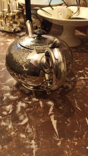 Silver Plate Teapot, Shamrock Engraved