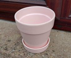 3 Plant Pots. White, Pink & Red (used).