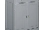 75x60cm Freestanding Bathroom Storage Cabinet Unit w/ 2 Drawers Cupboard Adjustable Shelf Metal Handles Traditional Style Grey