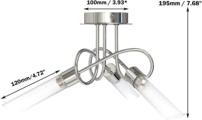 Curved Arm Ceiling Light, Ceiling Light Fittings, Metal & Glass, 3 Way Polished Chrome Flush Curved Arm Ceiling Spotlight for Living Room, Bedroom, Kitchen, and Hallway.