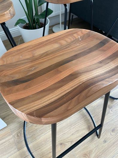 Premium Vintage-Style Elm Wood Barstools (Set of 4)
