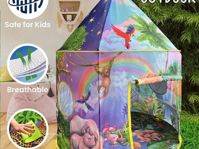 Jungle Adventure Kids Tent with Jungle Call Button, Tent for Kids, Safari Animals, Kids Play Tent, Pop Up Tents for Kids, Play Tents, Play House, Kids Tent Indoor & Outdoor, Animal Toys for Kids (FREE POSTAGE)