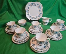 Vintage Arklow Bone China Blue Roses Tea Set | Fine Irish Porcelain with Gold Trim