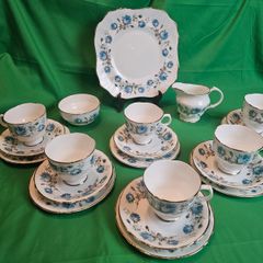 Vintage Arklow Bone China Blue Roses Tea Set | Fine Irish Porcelain with Gold Trim