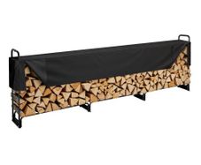 3.9m Outdoor Firewood Rack with Cover, 386 cm x 36 cm x 117 cm, Heavy Duty Firewood Holder & 600D Oxford Waterproof Cover for Fireplace