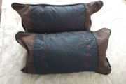 Brown &amp; Black Beaded Cushions x 2