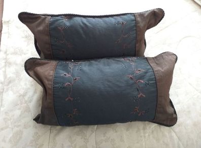 Brown & Black Beaded Cushions x 2