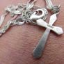Vintage Sterling Silver 925  Cross Pendant Necklace 16" Image 9