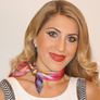 Handmade "Blooming Iris" 100% silk scarf 45x45cm Image 3