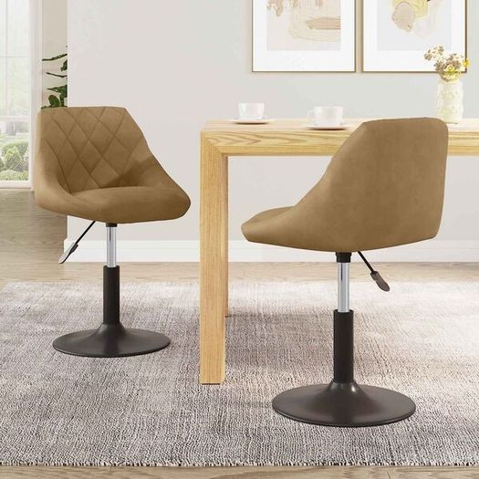 Swivel Dining Chairs 2 pcs Faux leather Brown 46 x 44 x 77.5 cm