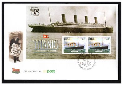 1999 Ireland Australia '99 (Exhibition) overprinted on Titanic Commemorative Stamps Miniature Sheet An Post First Day Cover (FDC)