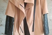 Iconic rare Zara tan camel coat leather biker sleeves S 6 8 10