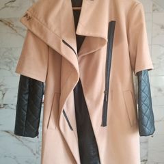 Iconic rare Zara tan camel coat leather biker sleeves S 6 8 10