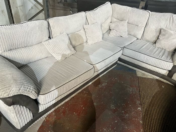 Corduroy corner sofa set with chair