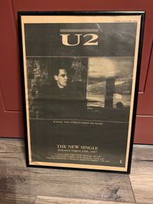 U2 Where the Streets Have No Name. Rare, original,  1987 framed poster advert