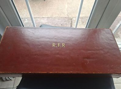 Vintage 1930's British Military Brown Leather Victor/Cheney Case  with Military items