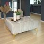 Chester Lux Coffee Table / Long Footstoll in Beige Velvet with Gold Legs 120x60cm Image 4