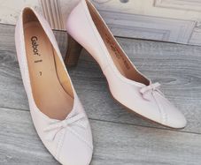 New Gabor fashion ladies bowed ballerina leather high heel shoes baby pink UK7.. EUR 40