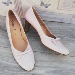 New Gabor fashion ladies bowed ballerina leather high heel shoes baby pink UK7.. EUR 40