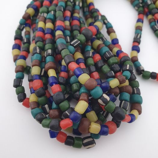 Antique African Style MultiColor 4-5.5mm Glass Beads Necklace Strand