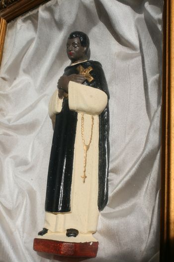 Framed Plaster Statue of St Martin de Porres - Peruvian Dominican Lay Brother - Canonised 6th May 1962 - Figure of St Martin
