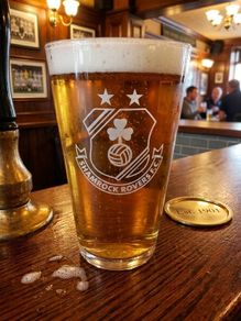 Shamrock Rovers Engraved Pint Glass