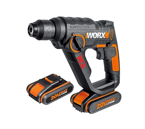 Worx H3 Rotary Hammer sds plus 20V Max. WX390.1 PowerShare Includes 2 batteries 2Ah, charger and case