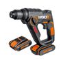 Worx H3 Rotary Hammer sds plus 20V Max. WX390.1 PowerShare Includes 2 batteries 2Ah, charger and case Image 2