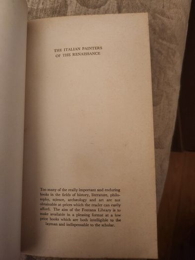 The Italian Painters Of The Renaissance.  Bernhard Berenson. The Fontana Library First Edition Paperback In Good Condition. See Photos For Same.