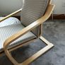 IKEA POANG Armchair | Birch Veneer Frame with Light Grey Ribbed Cushion | Excellent Condition Image 2