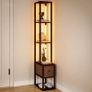 Floor Lamp with Shelves, LED Column Modern Standing Lamp with Fabric Drawer Image 6