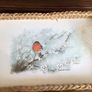 Large Vintage Basket Weave Christmas Robin Picture Tray Image 4