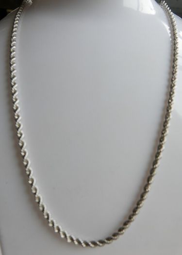 Vintage 14K White Gold Twisted Rope Chain Necklace length 22" - 4,9g