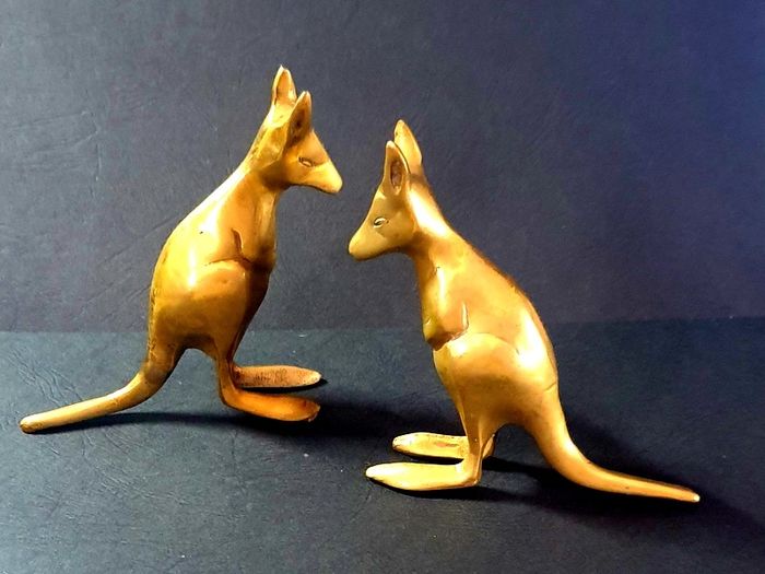 Pair Of Vintage Brass Kangaroo's (Bookends)