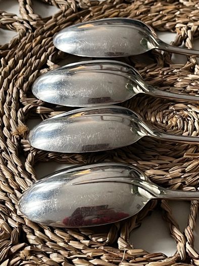 Four Antique Elkington & Co Sterling Silver Large Serving Spoons  321g