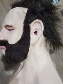 Full mens man head with beard Halloween mask