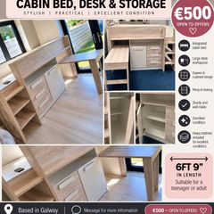 Cabin Bed, Desk & Storage