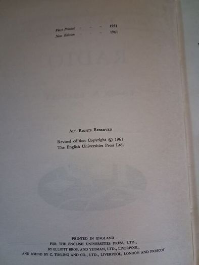 Radio / E. N. Bradley / The English Universities Press / 1961