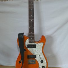 Richwood RE-130 Thinline Telecaster Electric Guitar - Amber Flame Top w/ P90 Pickups
