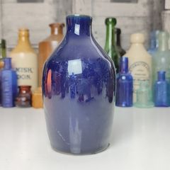 270 - Vintage 1950s Cobalt Blue Glazed Stoneware Decorative Collectible Display Furniture Cream Bottle