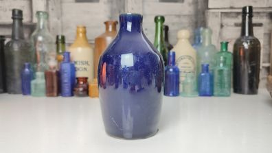 270 - Vintage 1950s Cobalt Blue Glazed Stoneware Decorative Collectible Display Furniture Cream Bottle
