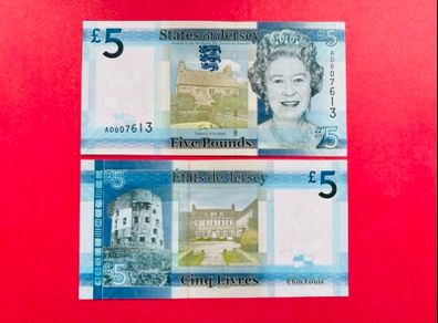 Jersey  5 Pounds  2010  Pick  33a  .( Uncirculated )
