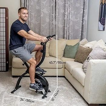 Basic Foldable Fitness Exercise Bike with 16 Level Resistance, Countdown Exercise Monitor, Phone/Tablet Holder and Hand Pulse for Home Use