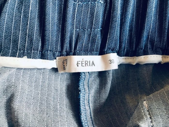 Ladies Blue Striped Ankle Length Trousers by Feria