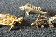 3 brass Animals,. Solid brass.
